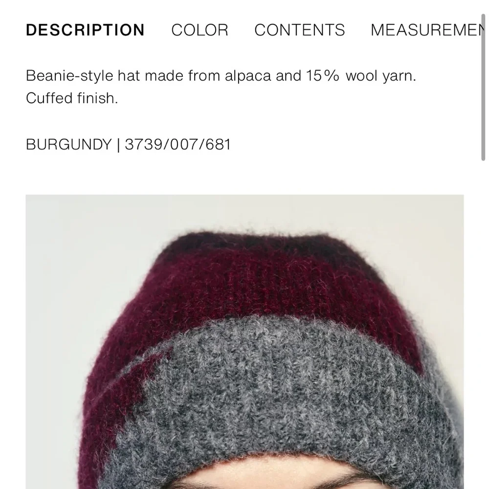 Zara NWT printed knit wool blend beanie 3739/007